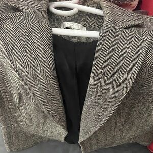 LOFT Black & White Herringbone Blazer